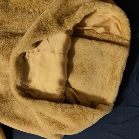 Free People Apricot Kate Faux Fur Double Breasted Teddy Coat, Size L - Picture 9 of 15